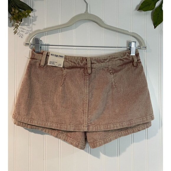 We The Free Gala-Vanting Low Rise Mini Skort Corduroy Pink & White Striped Sz/25 - Picture 5 of 16